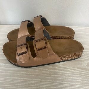 Seven Double Strap Bronze Platform Sandals Size 8